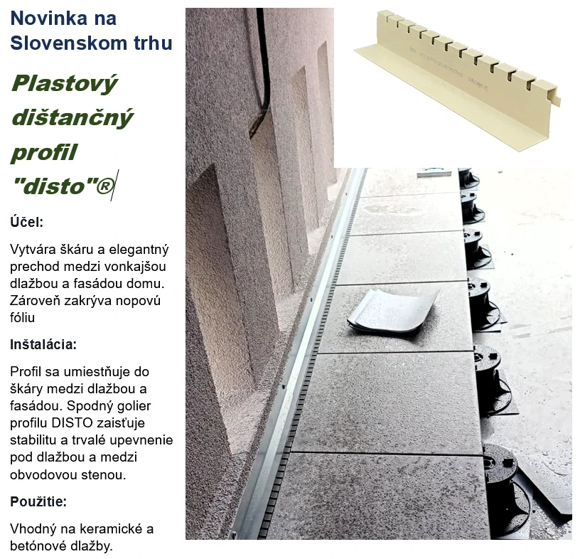 Ukončovací profil k nopovej fólii | distančná lišta "disto" | 2 m